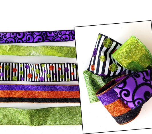 Halloween DIY Bow Kit | Purple, Lime, Orange - Designer DIY