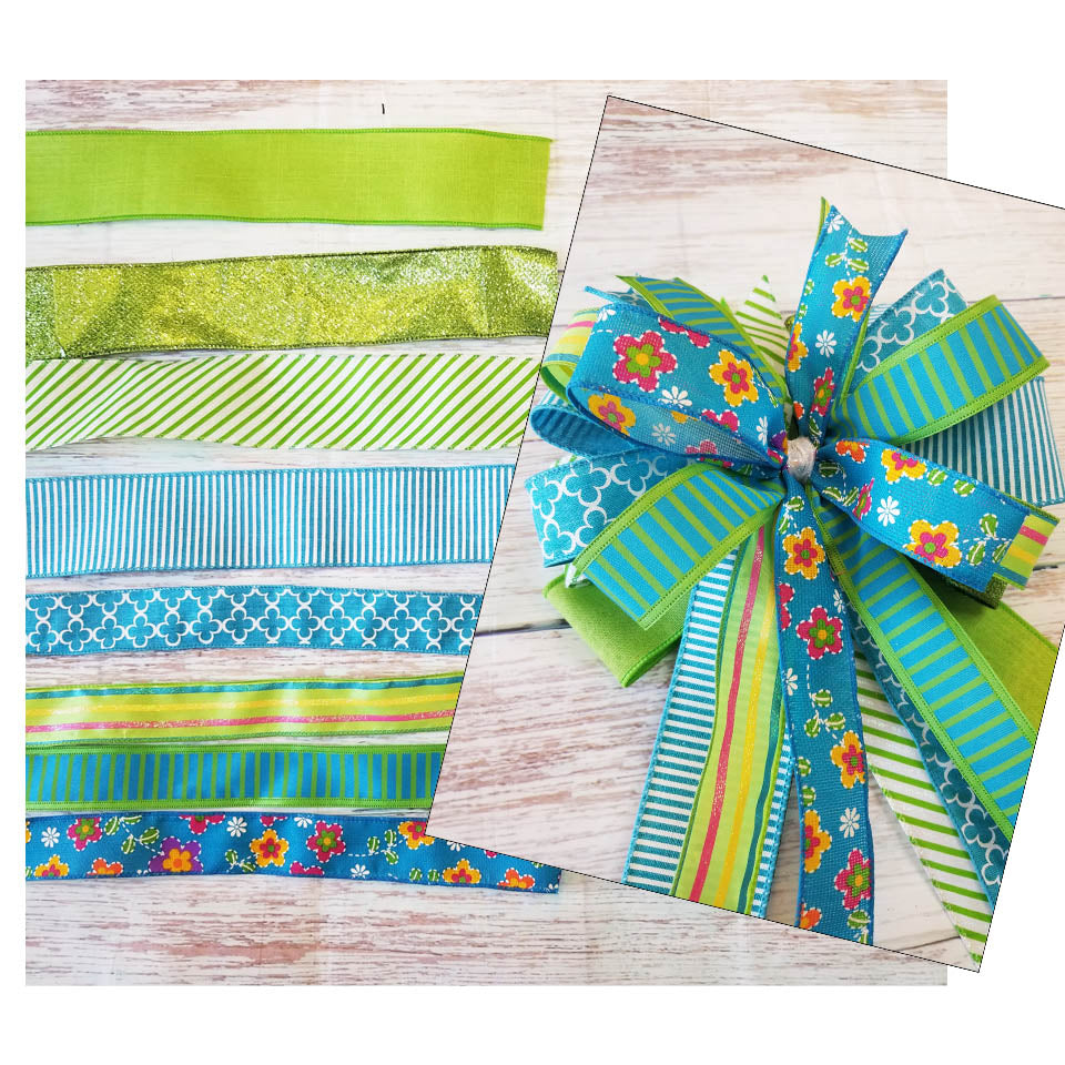 Blue & Lime Bow Making Kit | Advanced - Designer DIY