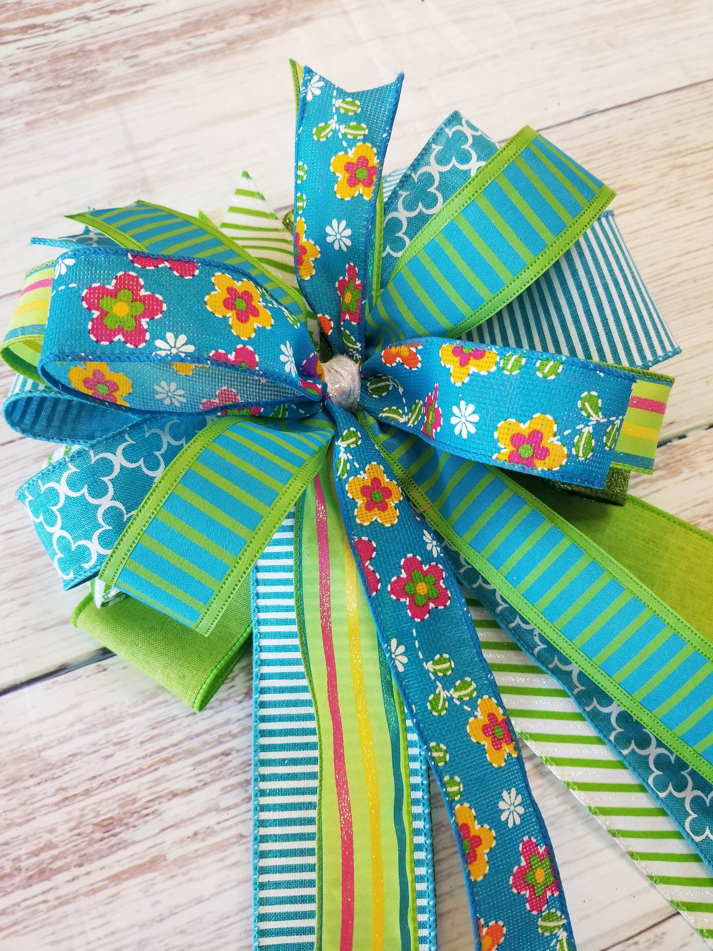 Blue & Lime Handmade Bow - Designer DIY