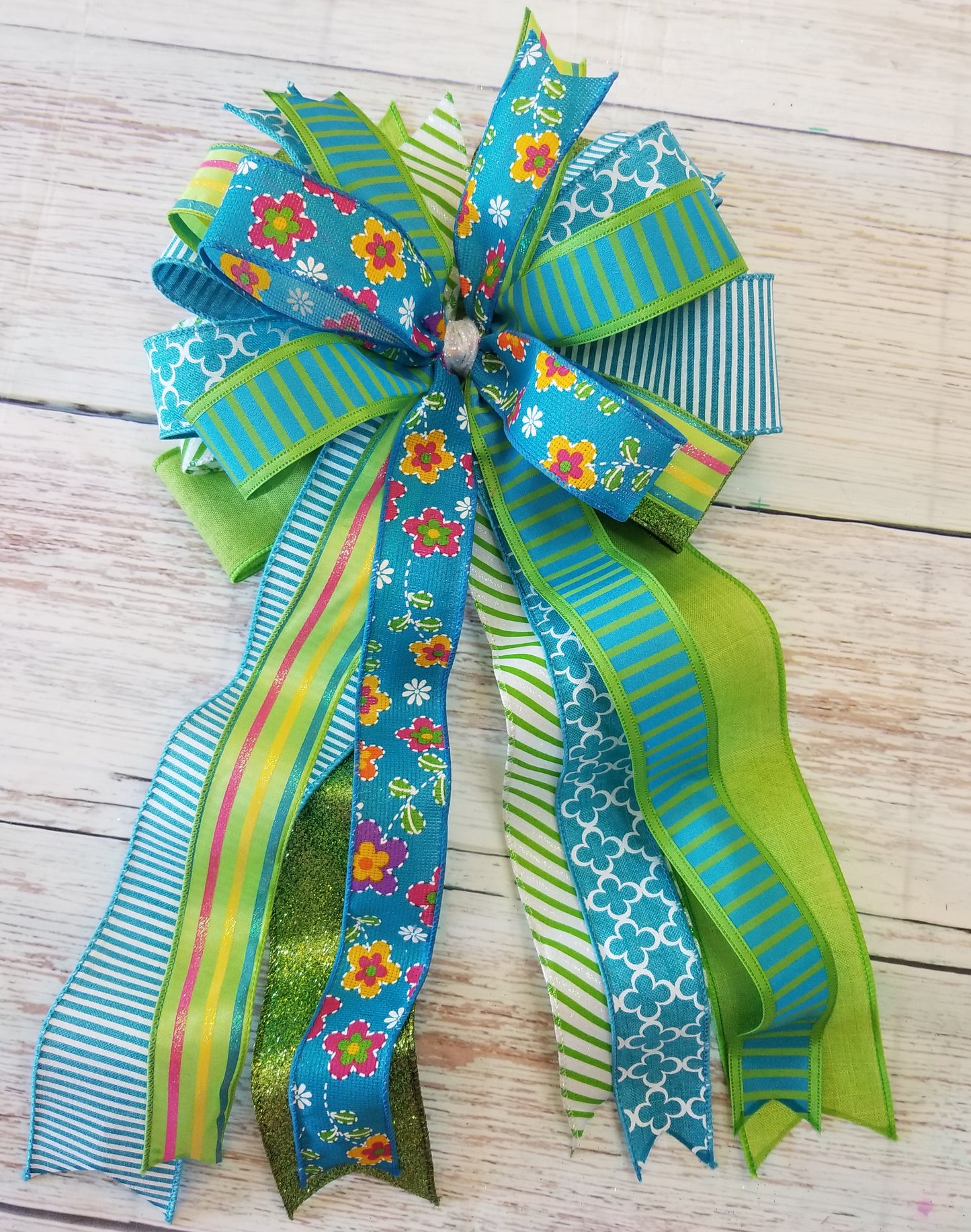 Blue & Lime Handmade Bow - Designer DIY