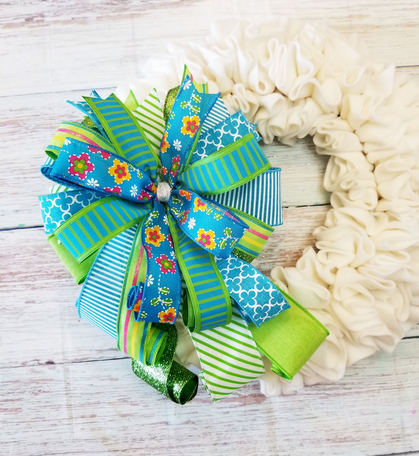 Blue & Lime Handmade Bow - Designer DIY