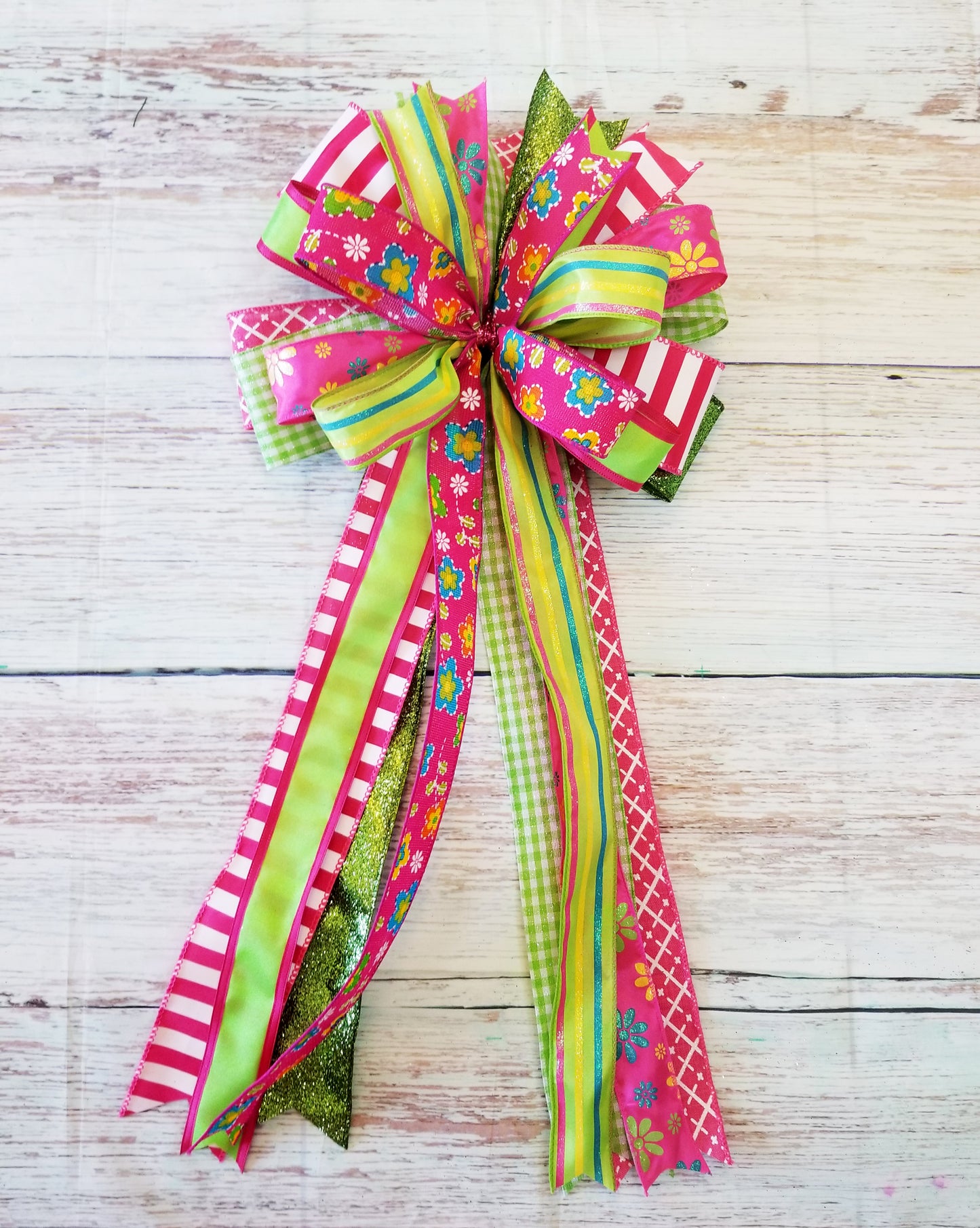 Pink & Lime Handmade Bow - Designer DIY