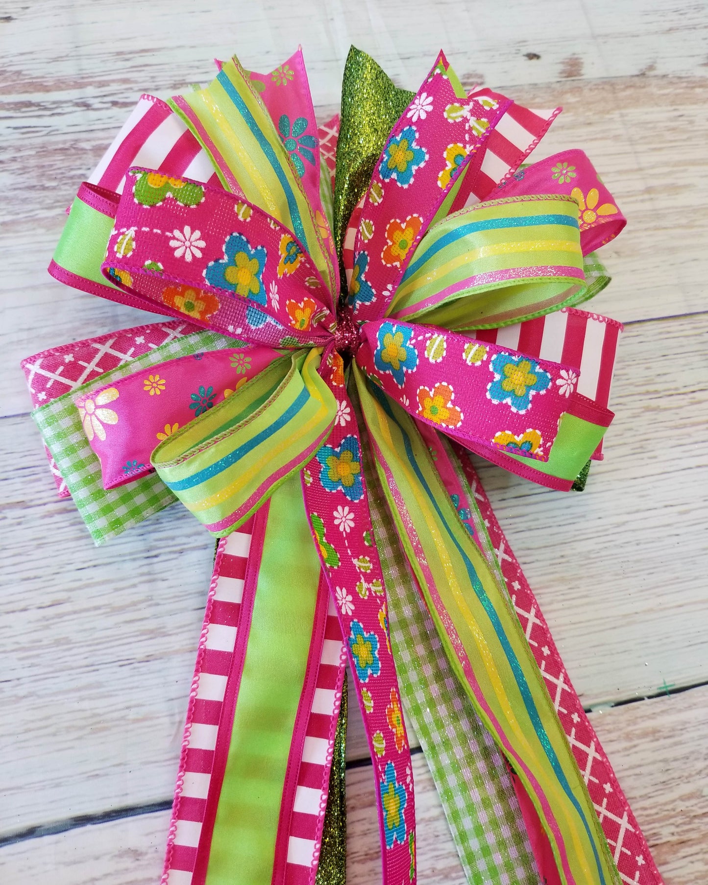 Pink & Lime Handmade Bow - Designer DIY