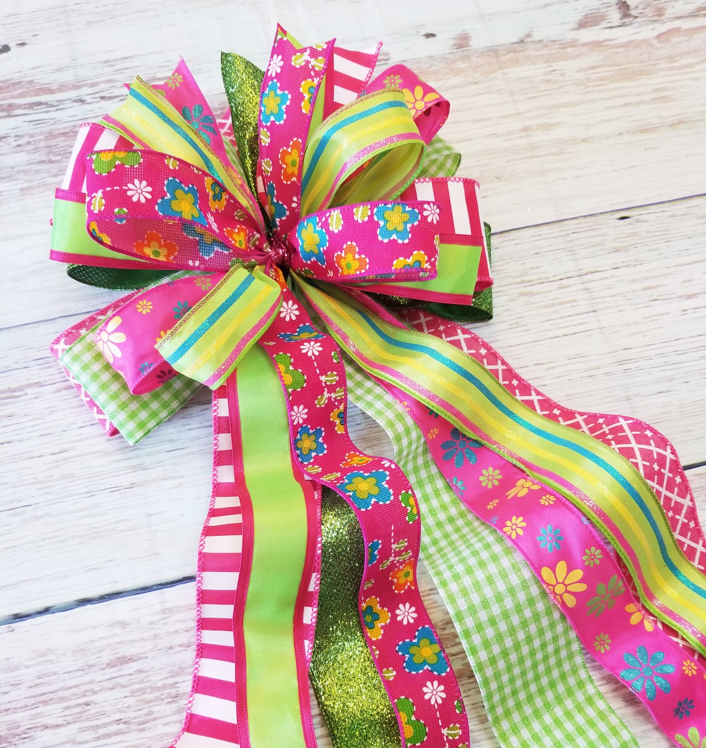 Pink & Lime Handmade Bow - Designer DIY