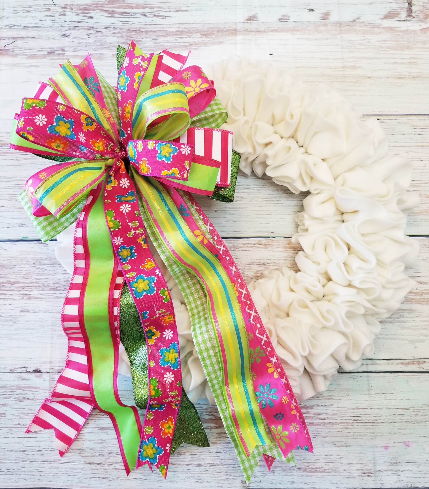 Pink & Lime Handmade Bow - Designer DIY