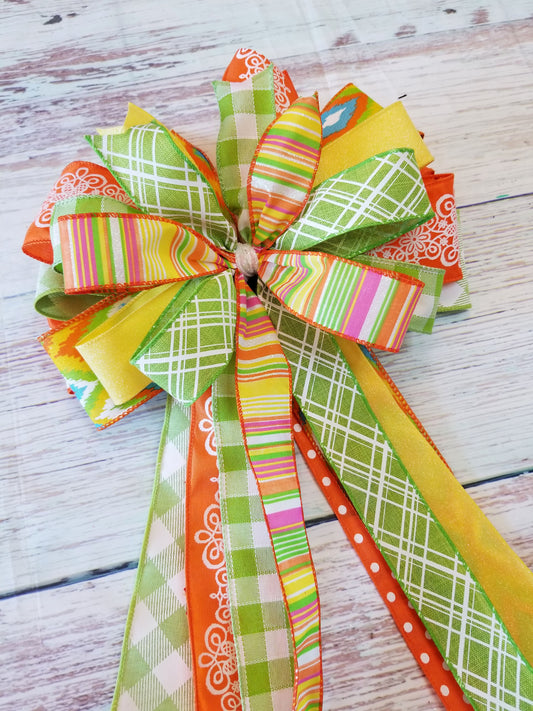 Handmade Bow | Orange Yellow Lime - Designer DIY