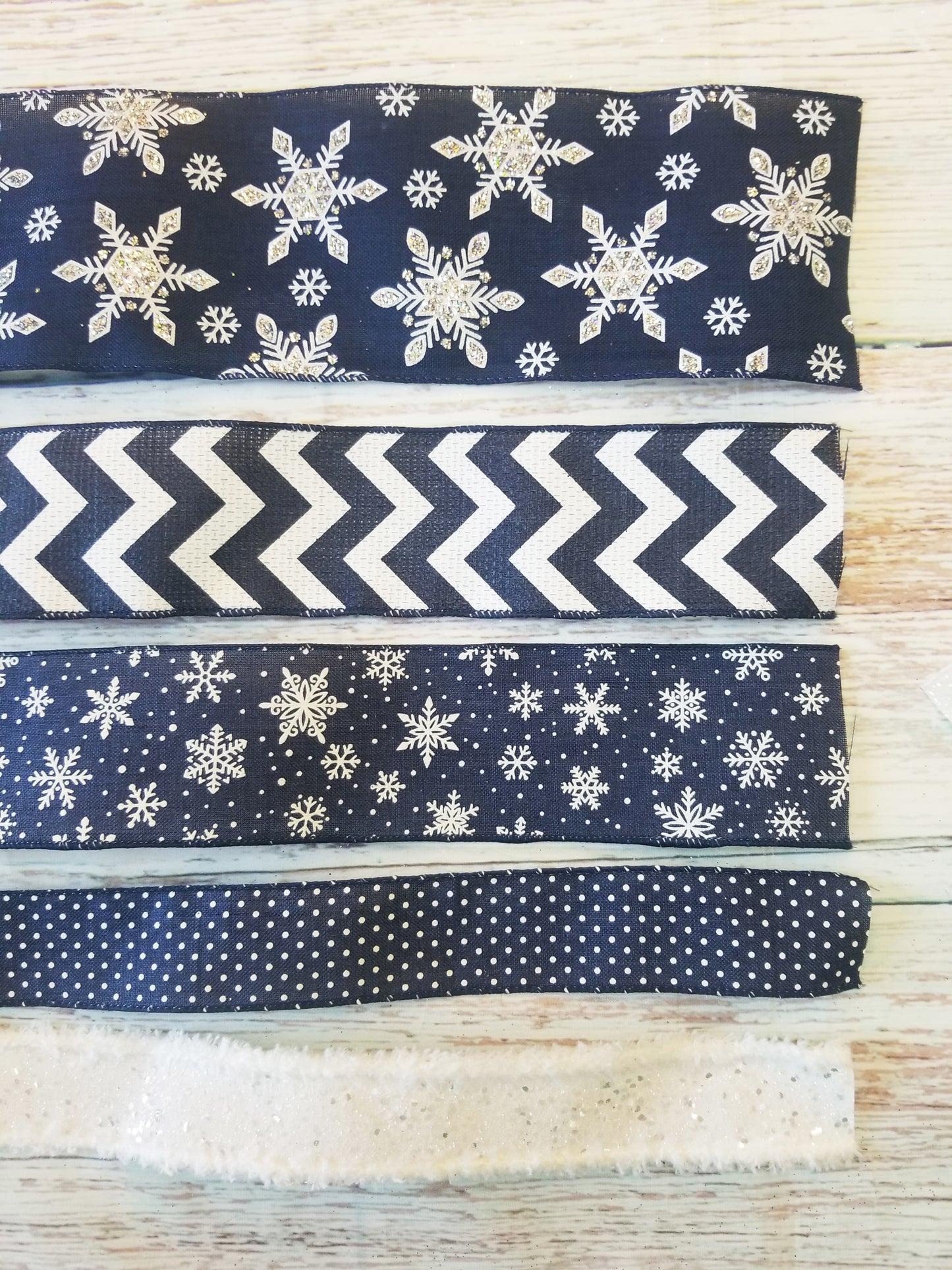 Winter Snowflake Bow Kit | Navy White Silver - Designer DIY