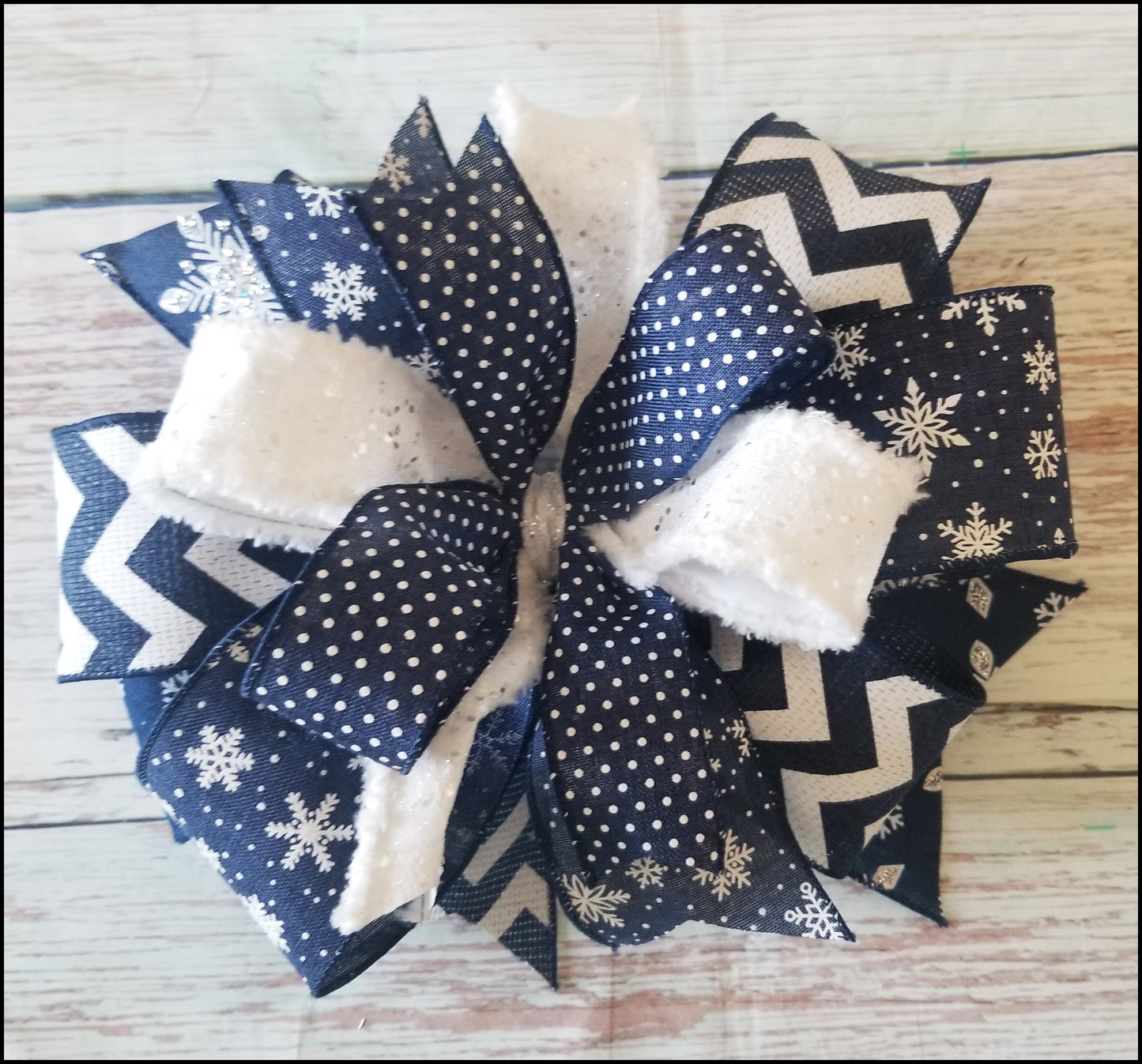 Winter Snowflake Bow Kit | Navy White Silver - Designer DIY