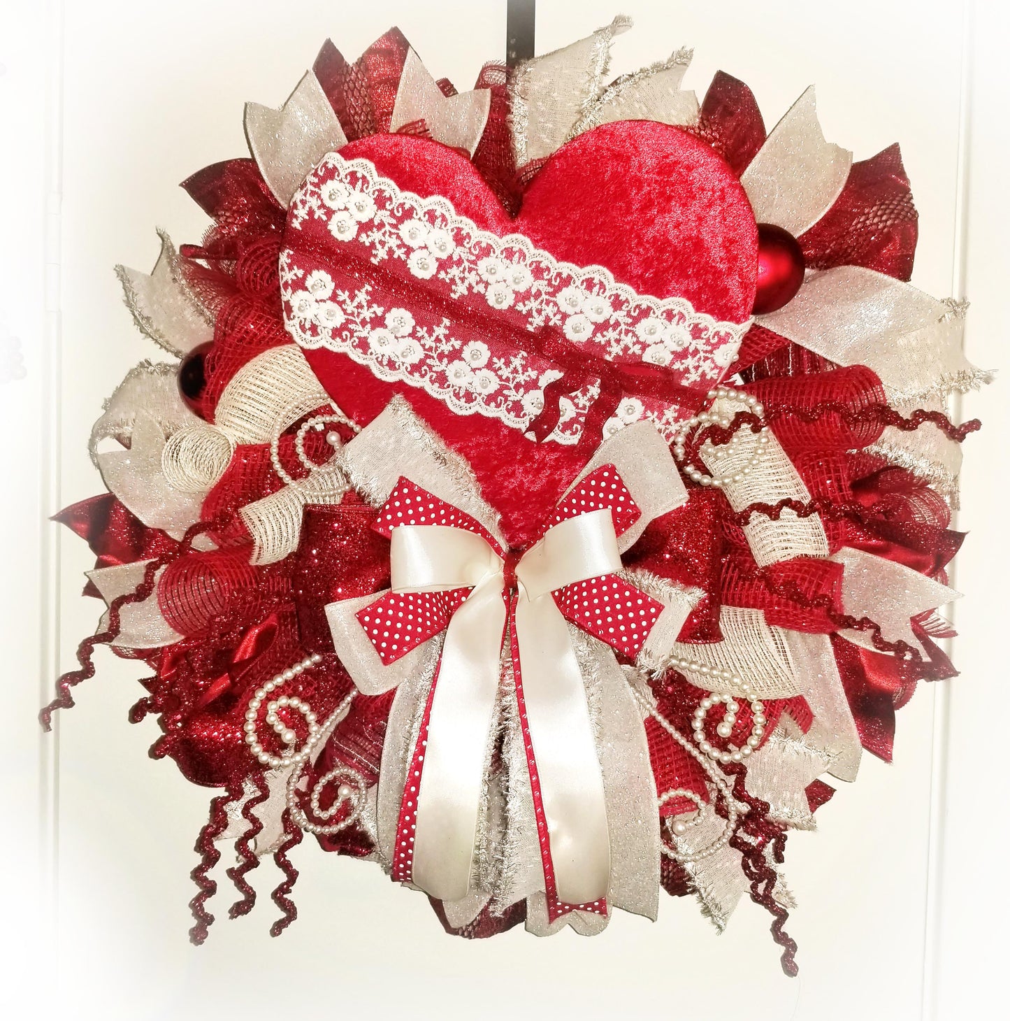 Valentine's Day Wreath | Red & Ivory - Designer DIY