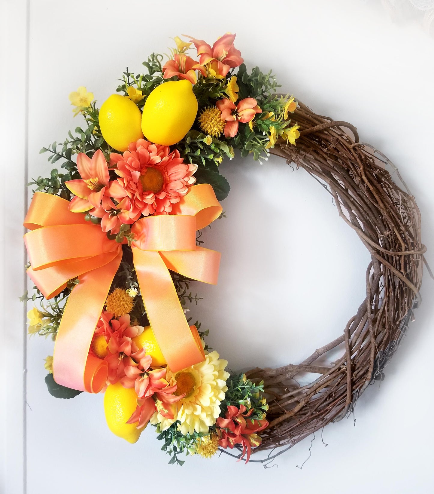 Lemon Floral Grapevine Wreath - Designer DIY