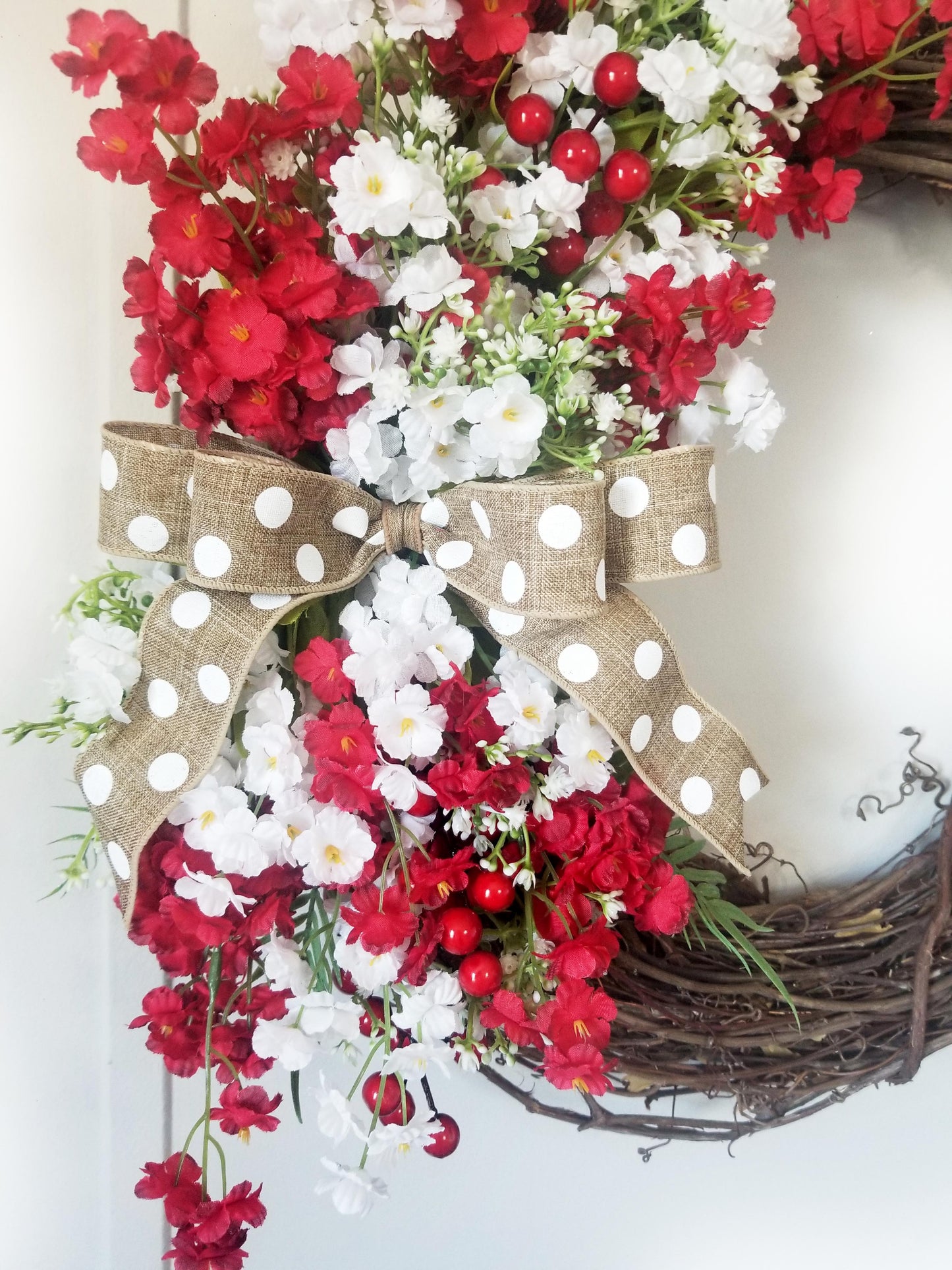 Red & White Floral Wreath - Designer DIY