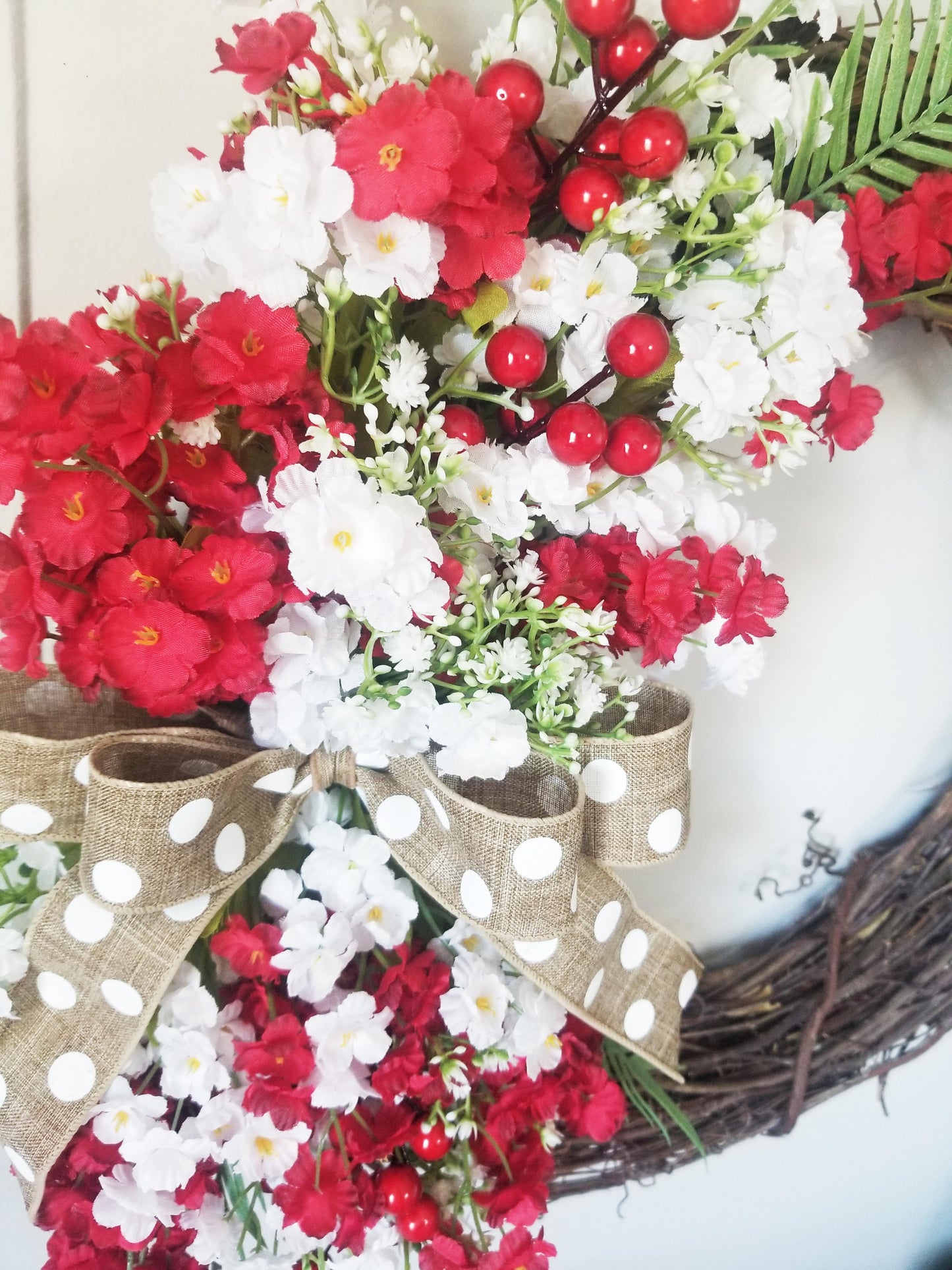 Red & White Floral Wreath - Designer DIY