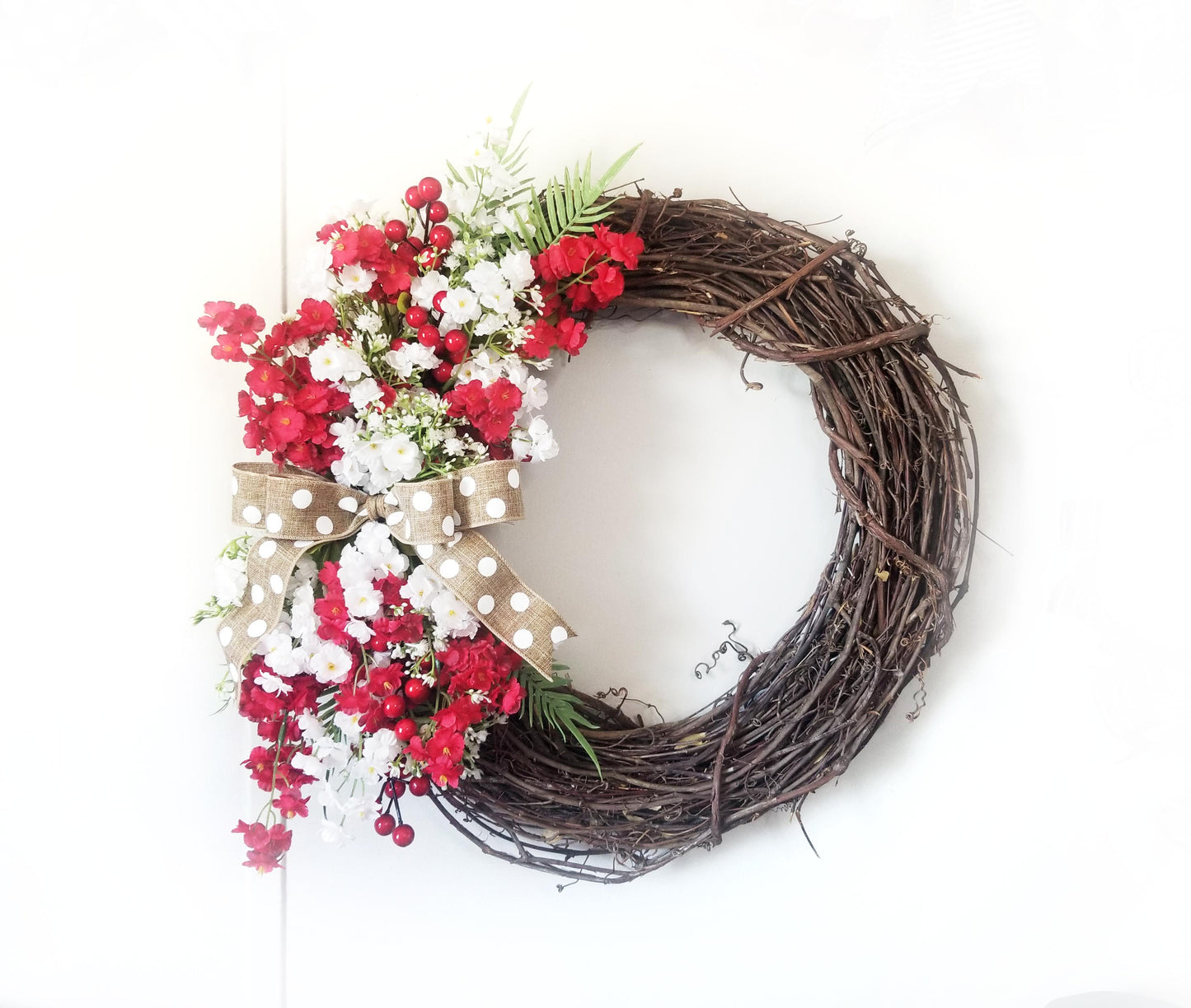 Red & White Floral Wreath - Designer DIY