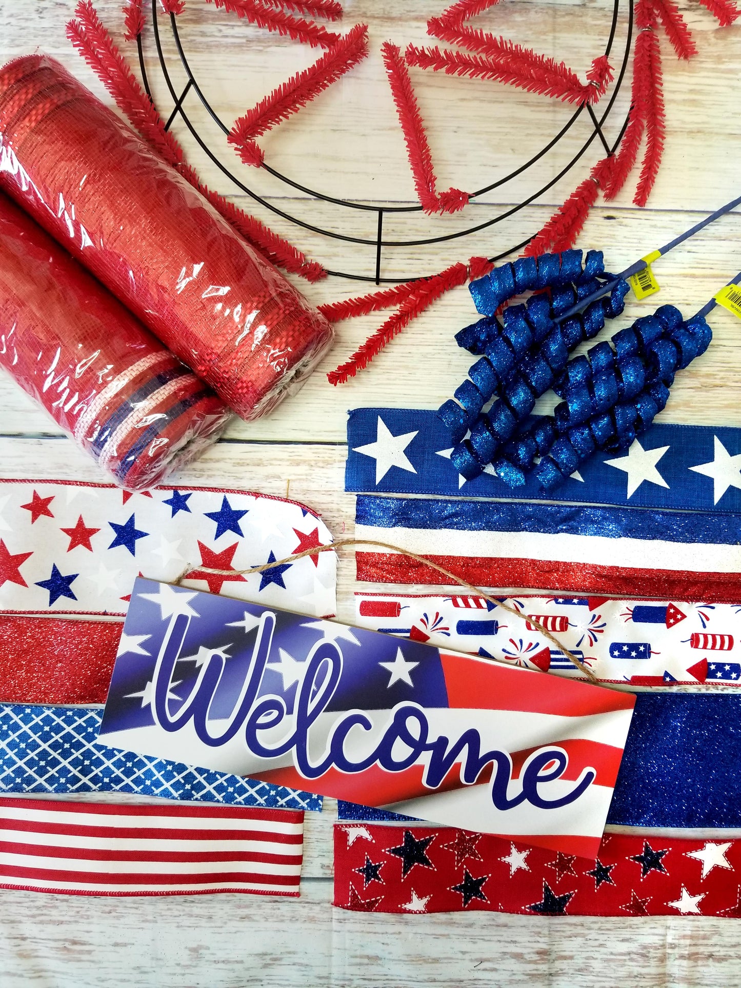 Patriotic Wreath Kit | American Flag Welcome - Designer DIY