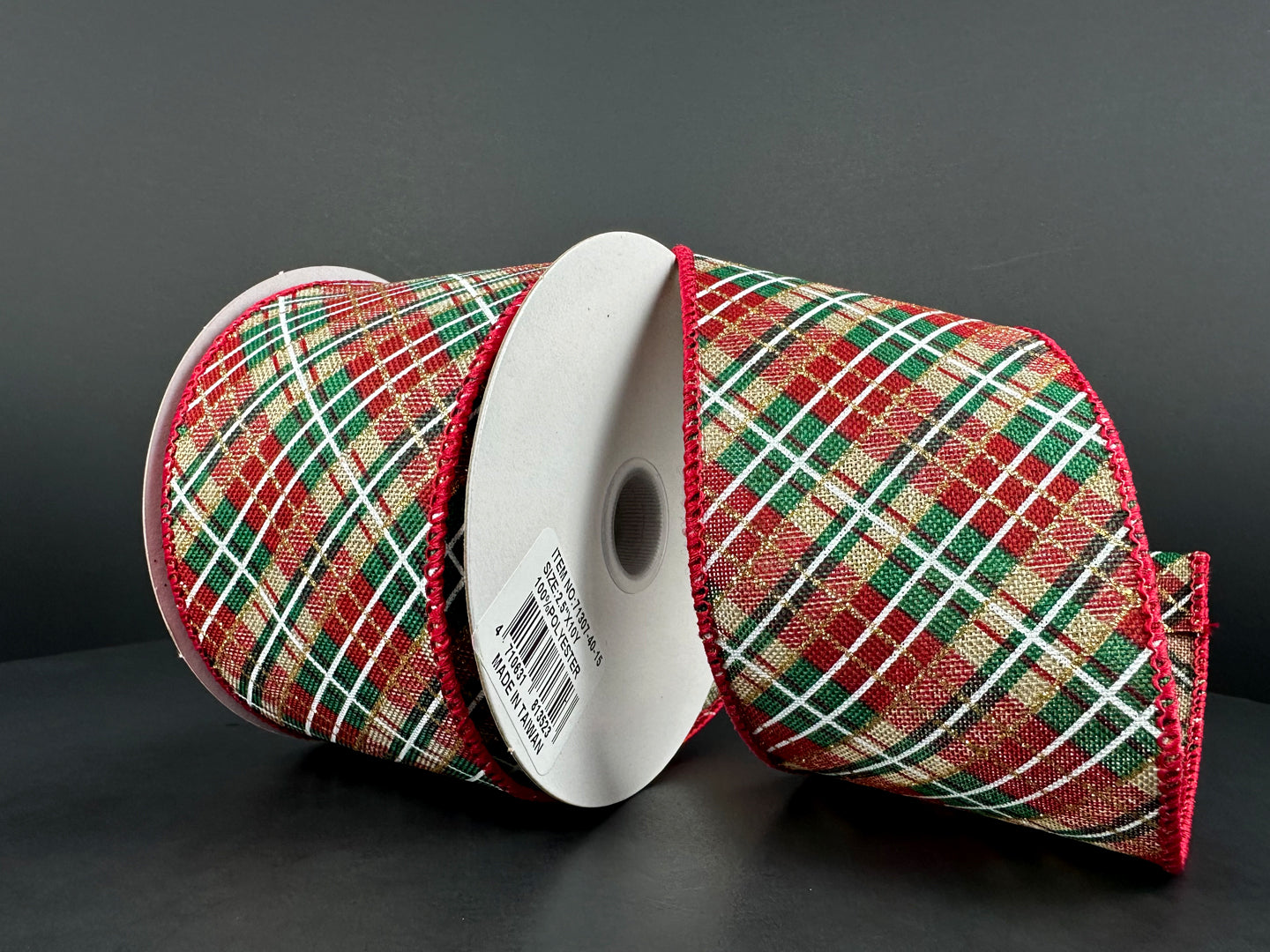 2.5" Christmas Plaid Ribbon | Diagonal Plaid - Designer DIY