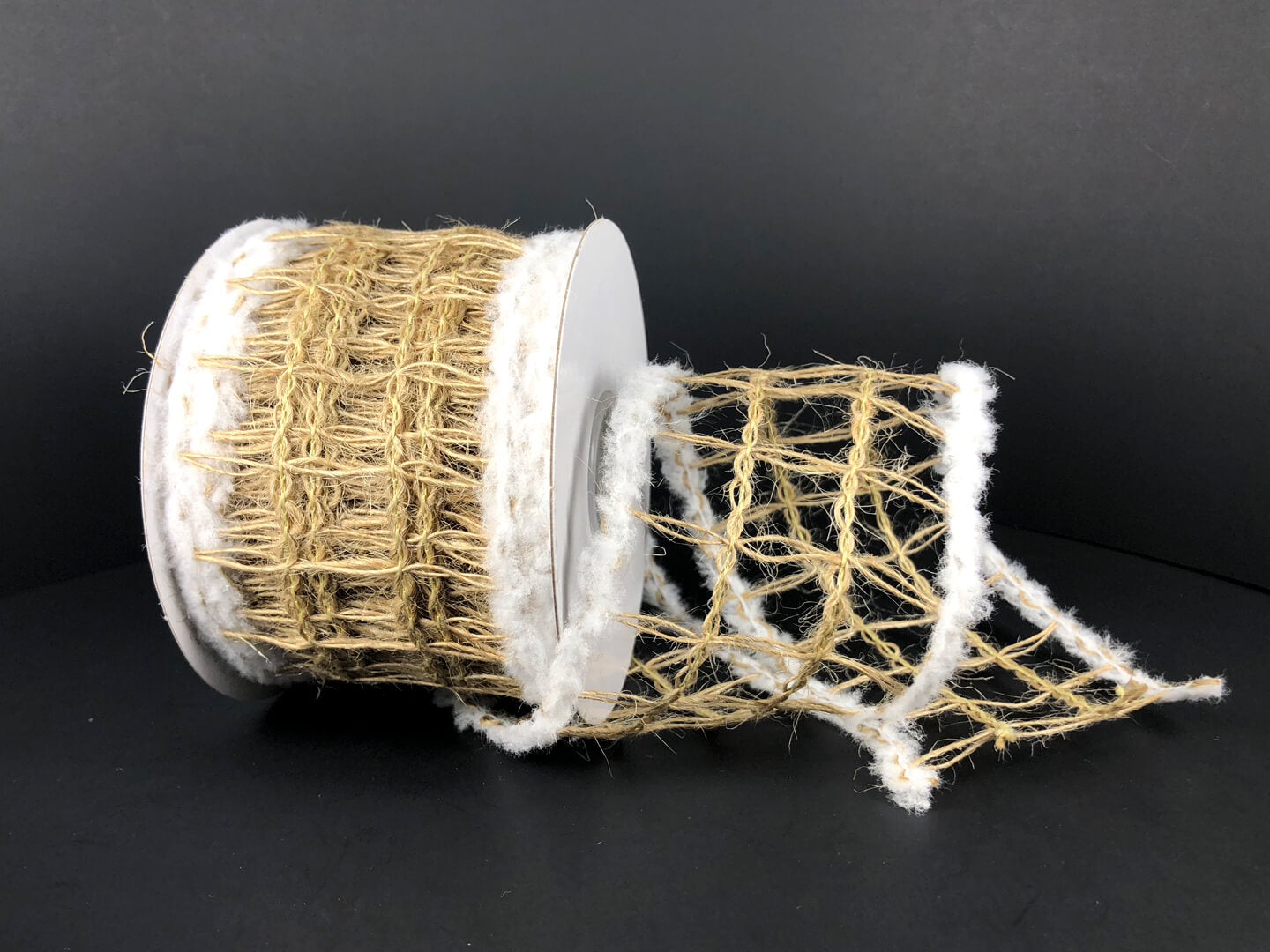 2.5" Natural Jute Open Weave Ribbon with Snowdrift Edge - Designer DIY