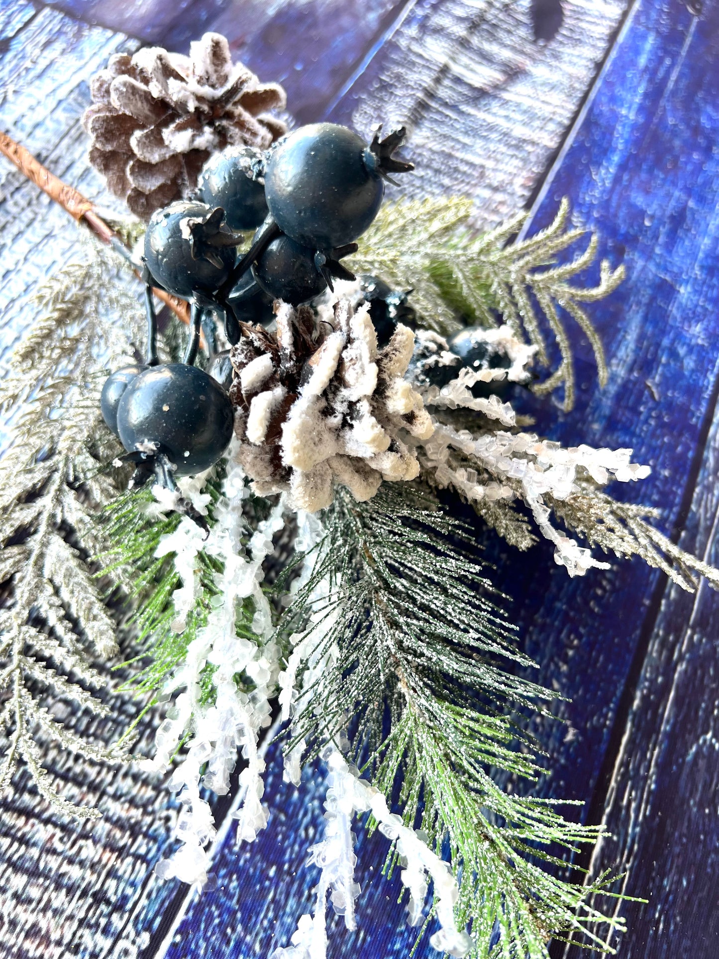 Flocked Pine and Blue Berry Pick - Designer DIY