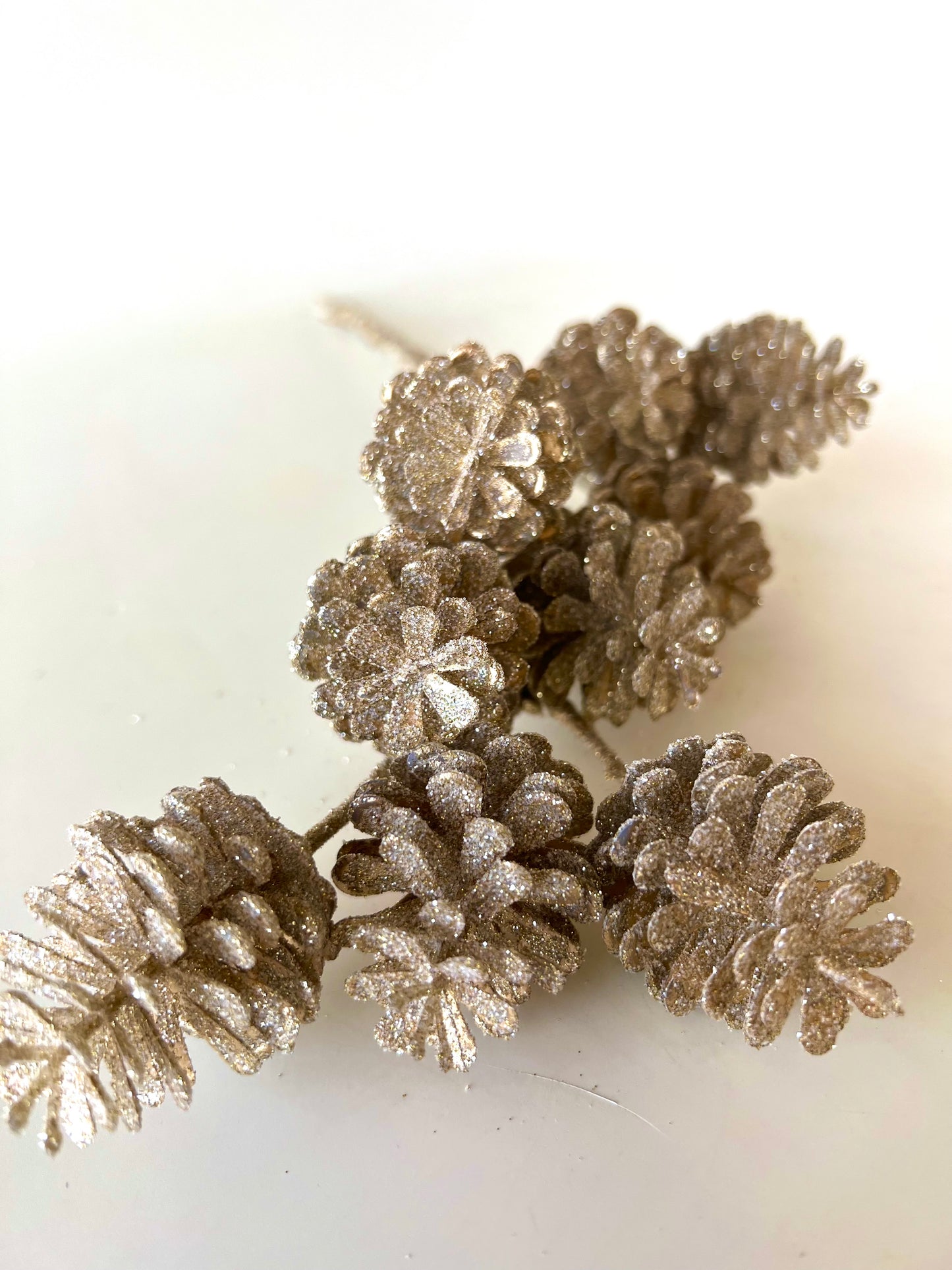 Champagne Gold Glitter Pinecone Pick - Designer DIY