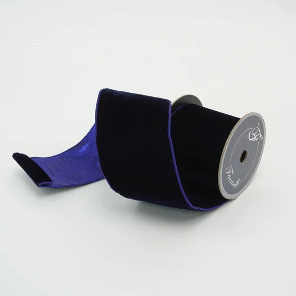 4" Navy Velvet Luster Ribbon | Farrisilk