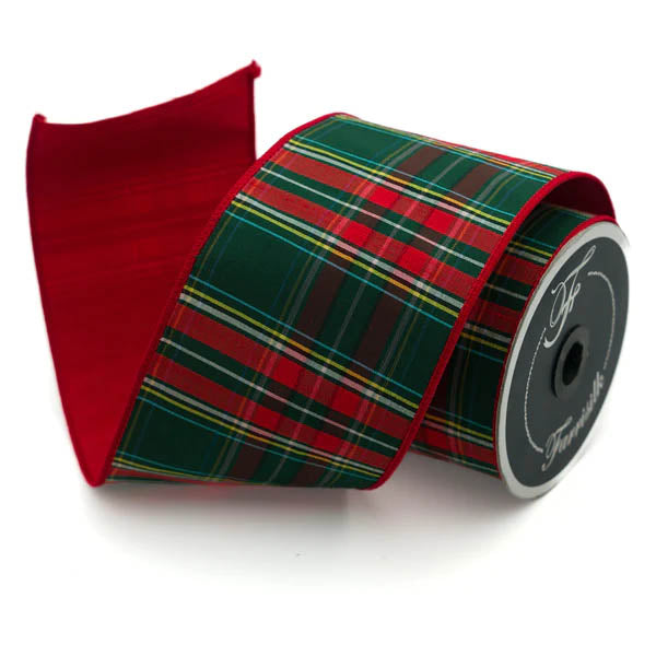 4" Christmas Plaid DESIGNER Ribbon | Scottish Plaid - Designer DIY