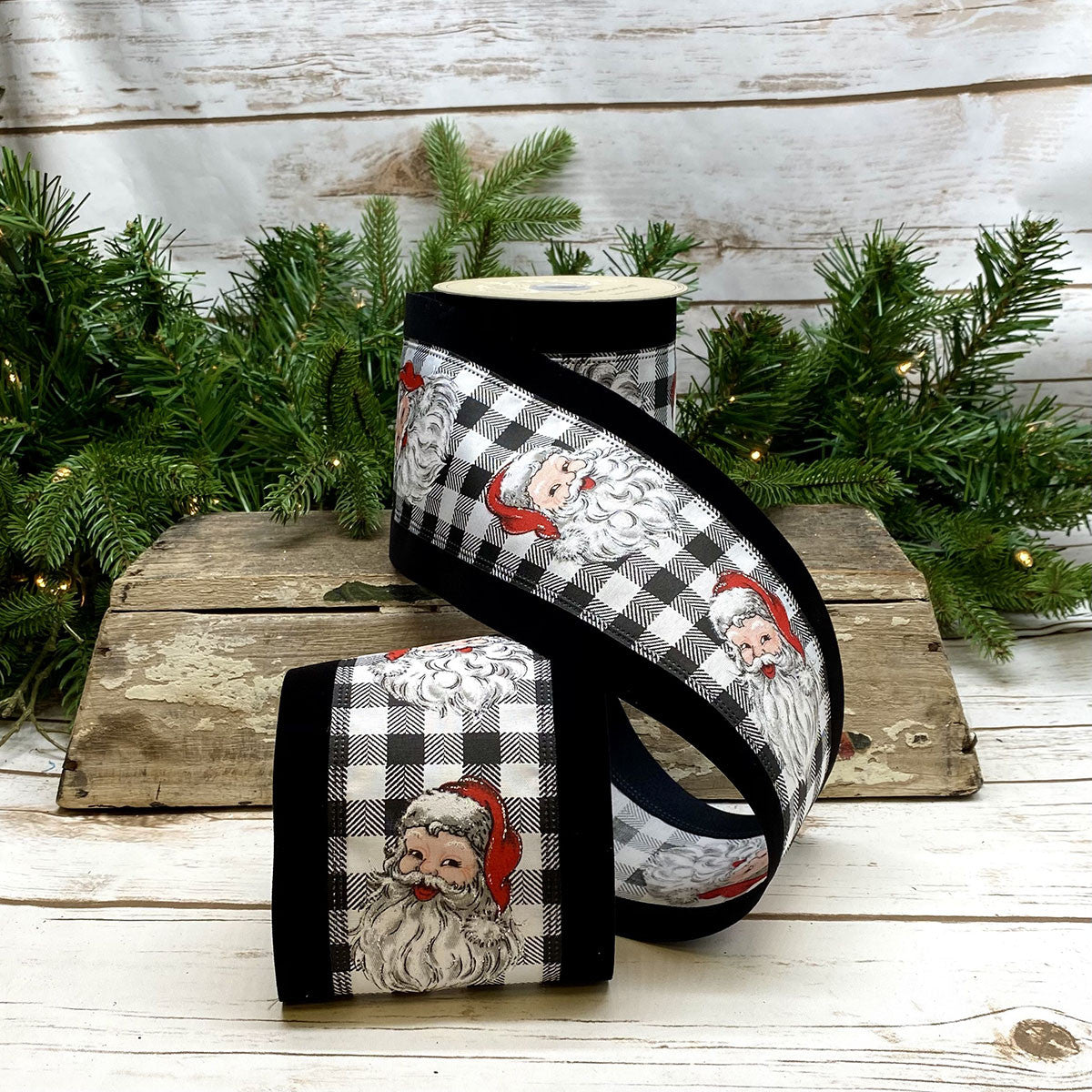 4" Santa Check DESIGNER Ribbon - Designer DIY