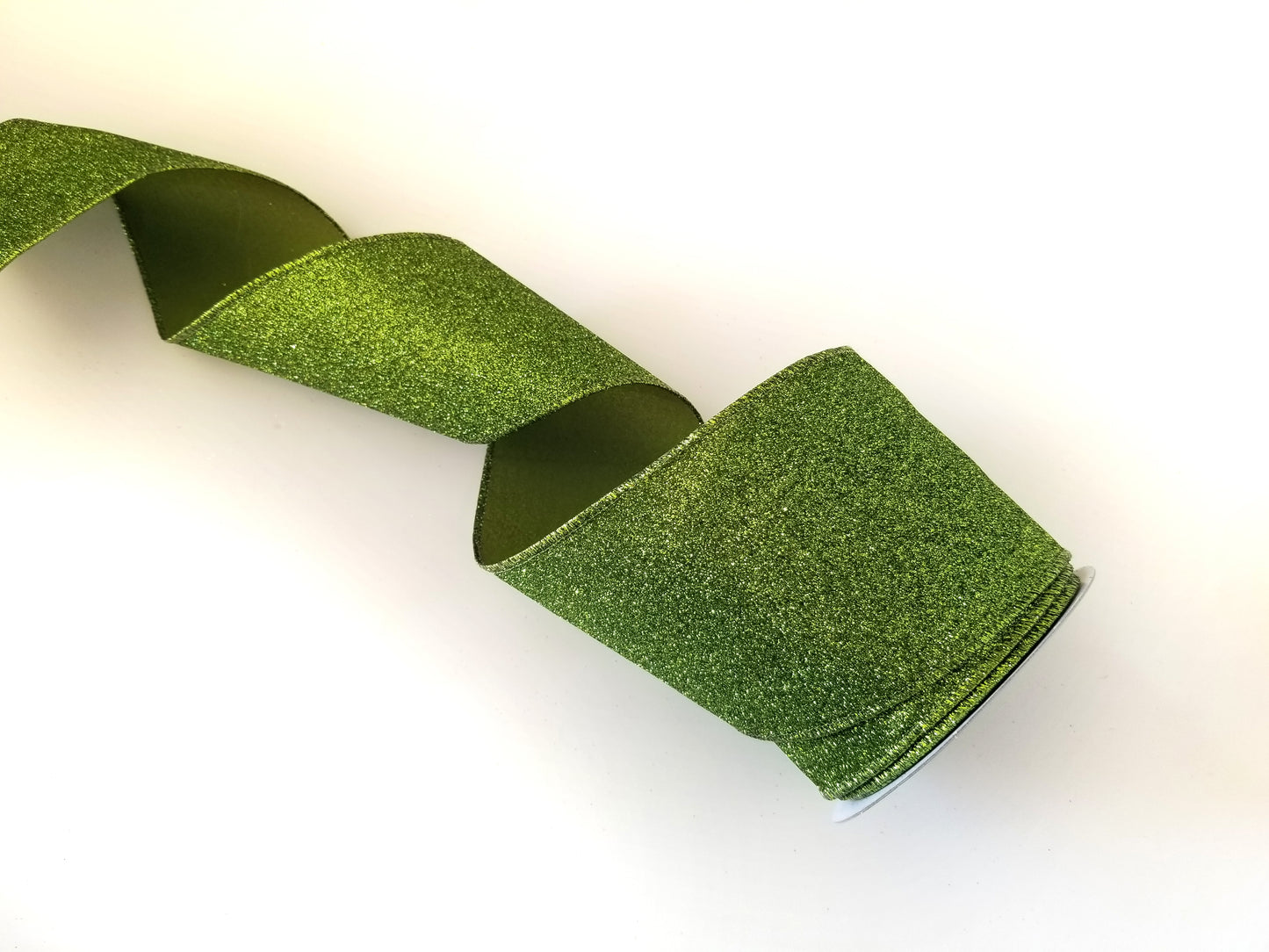 4" Moss Green Glitter DESIGNER Ribbon - Designer DIY