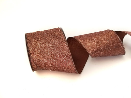 4" Brown Glitter DESIGNER Ribbon - Designer DIY
