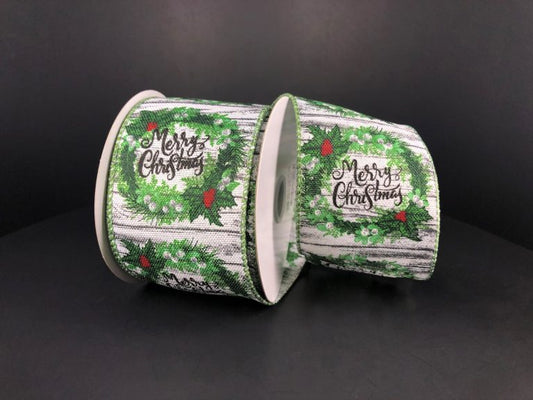 2.5" Merry Christmas Wreath Ribbon - Designer DIY