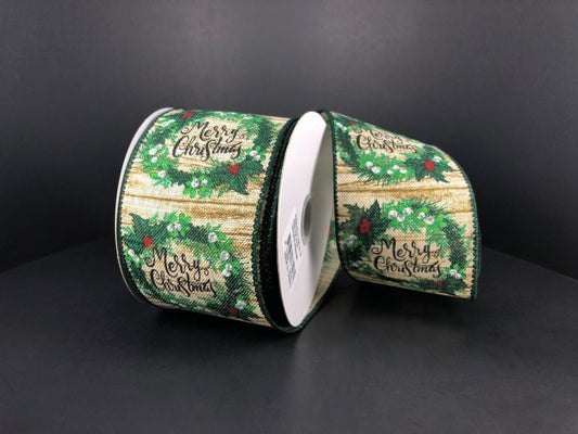 2.5" Merry Christmas Wreath Ribbon - Designer DIY