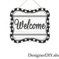 Welcome Tin Sign | Black & White - Designer DIY