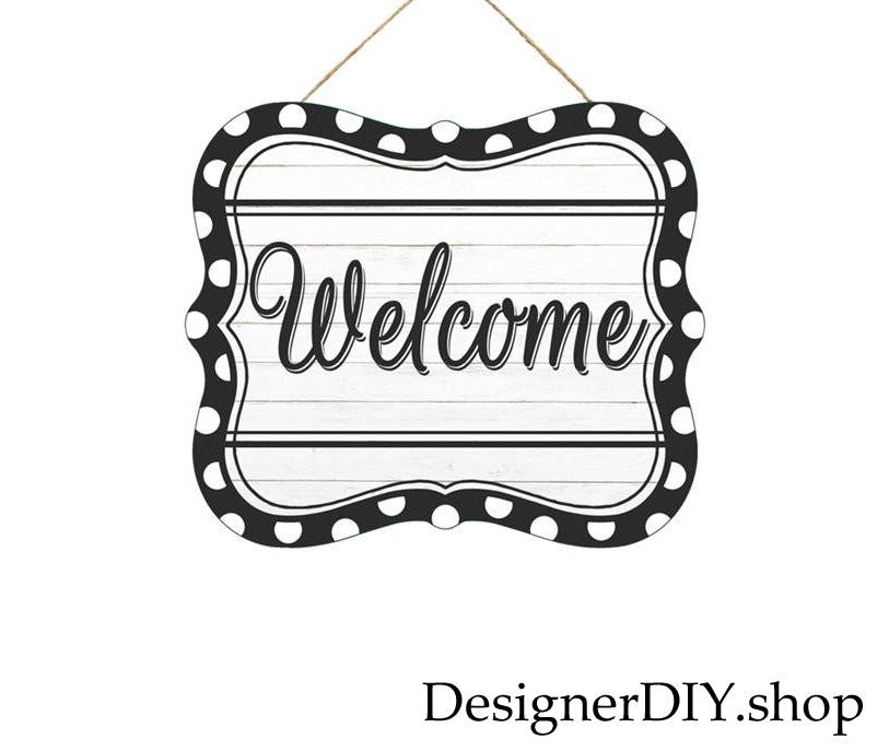 Welcome Tin Sign | Black & White - Designer DIY