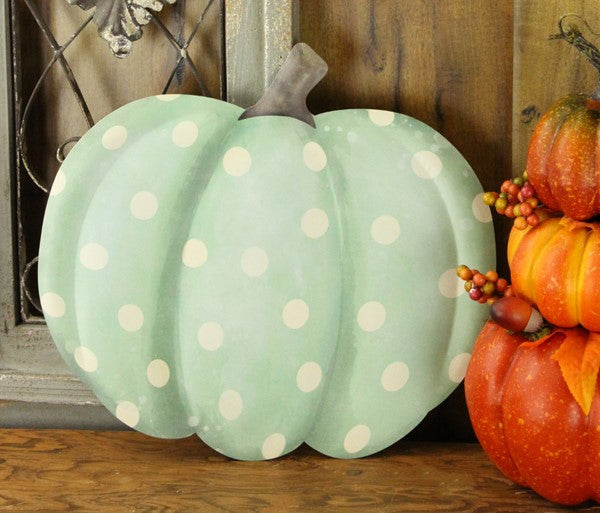 Polka Dot Pumpkin Metal Embossed Sign - Designer DIY