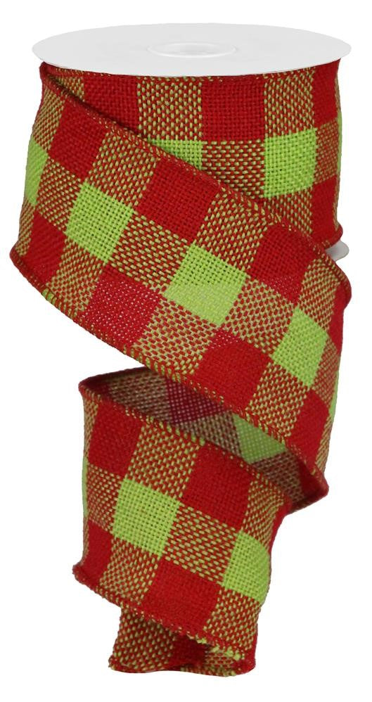 2.5" Red & Lime Check Ribbon - Designer DIY