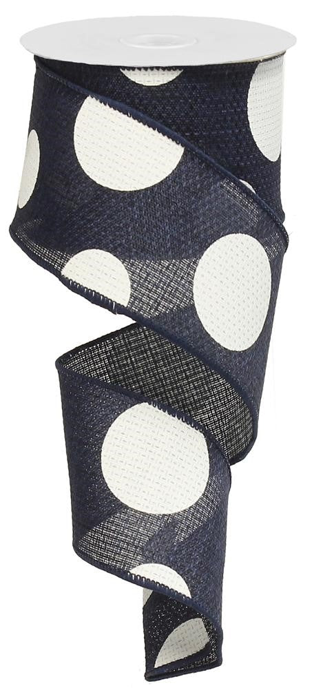 2.5" Navy with White Polka Dot Ribbon - Designer DIY
