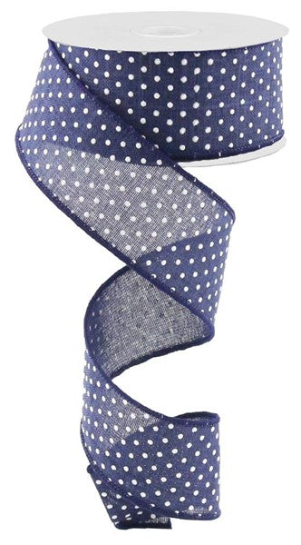 1.5" Navy with White Swiss Dot Ribbon - Designer DIY