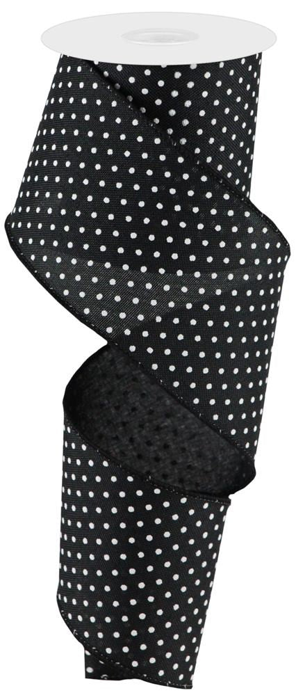 2.5" Black with White Swiss Dot Ribbon - Designer DIY
