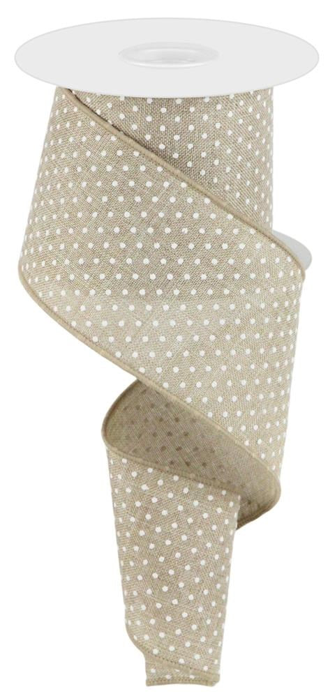 2.5" Natural with White Swiss Dot Ribbon - Designer DIY