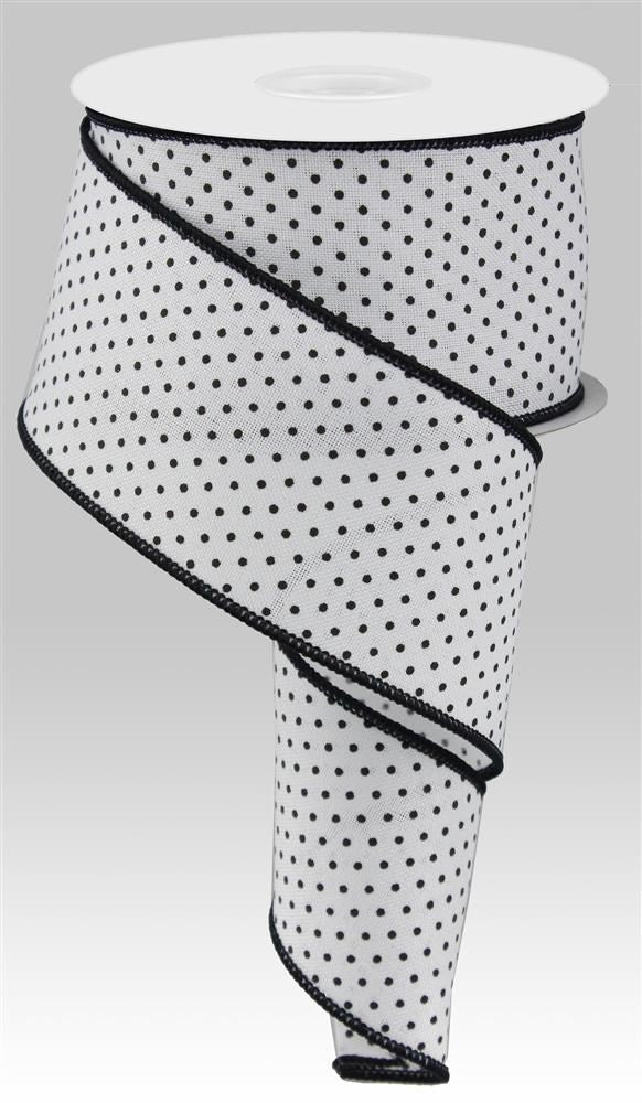 2.5" White with Black Swiss Dot Ribbon - Designer DIY