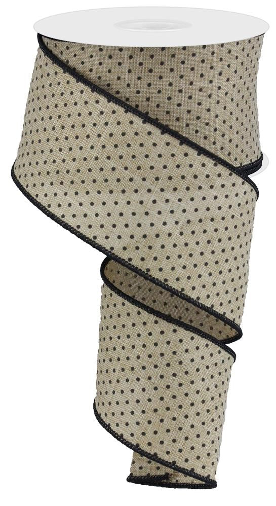 2.5" Natural & Black Swiss Dot Ribbon - Designer DIY