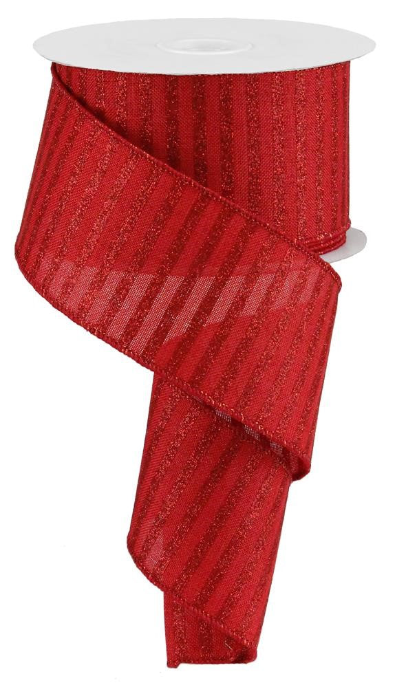 2.5" Red with Red Glitter Stripe Ribbon - Designer DIY