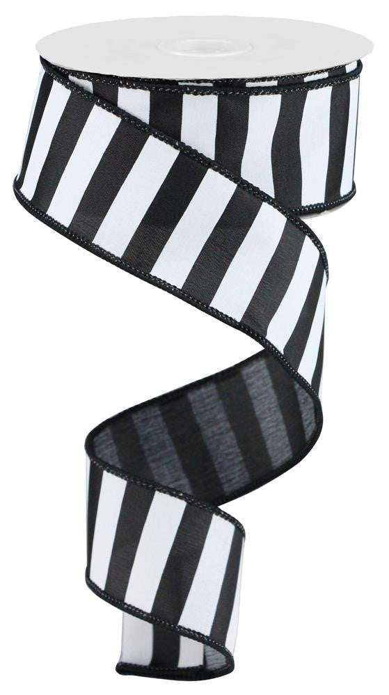 Black and White Glitter Thin Stripes Ribbon, 4 x 10yd