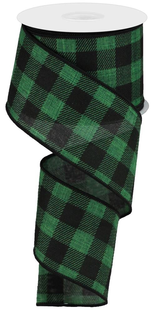 2.5" Emerald & Black Check Ribbon - Designer DIY
