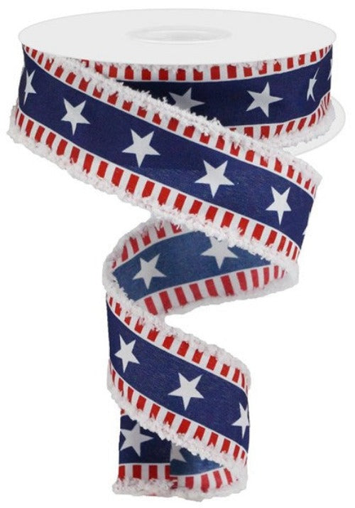 1.5 Navy Blue Star Ribbon