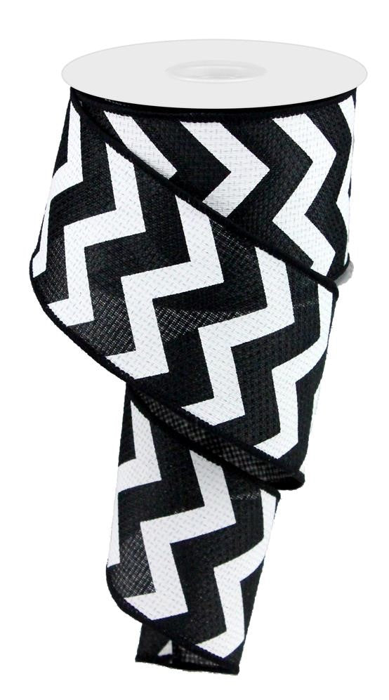 2.5" Black and White Chevron Ribbon - Designer DIY