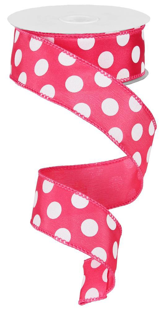 1.5" Hot Pink Polka Dot Ribbon - Designer DIY