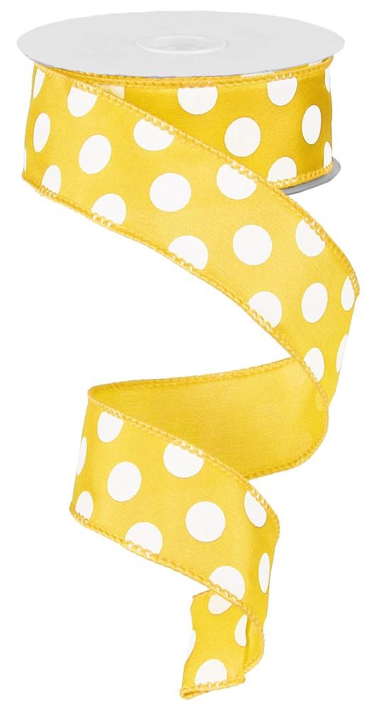1.5" Yellow Polka Dot Ribbon - Designer DIY