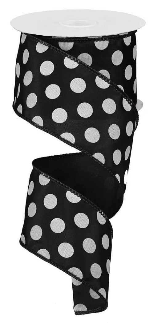 2.5" Black with White Polka Dot Ribbon - Designer DIY