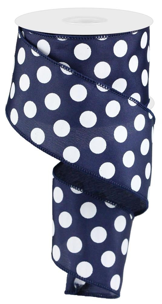 2.5" Navy with White Polka Dot Ribbon - Designer DIY