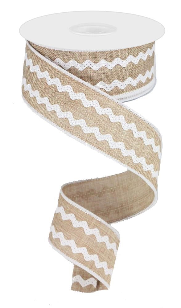 1.5" Natural with White Ric Rac Ribbon - Designer DIY