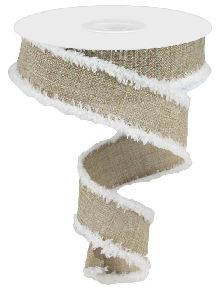 1.5" Natural with White Fluffy Edge Ribbon - Designer DIY